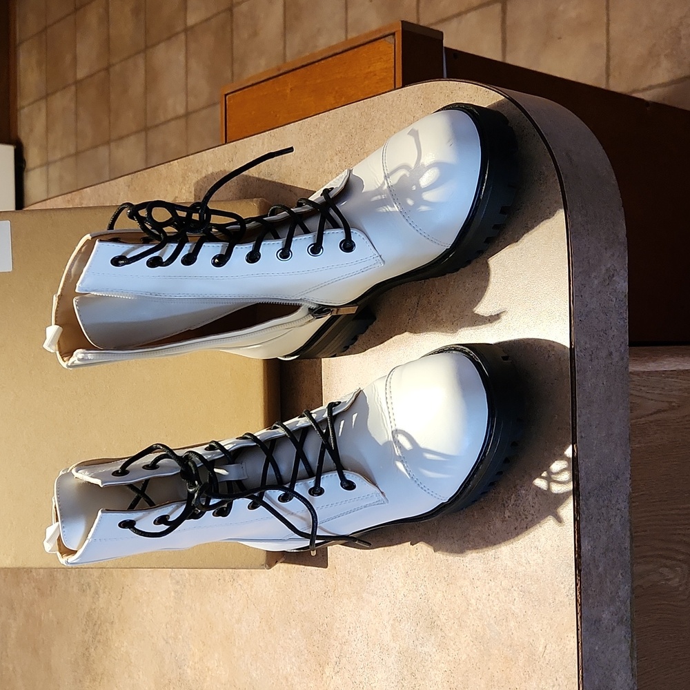 White combat boots